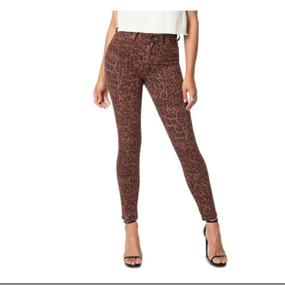 Joe’s Teak Leopard Chelsea Fit Skinny Jeans Cropped Raw Hem Women’s W 26 ALTERED